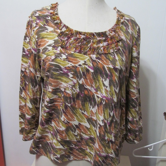 Ruby Rd. 3/4 Sleeve Abstract Design Top Sz PL - Picture 1 of 5